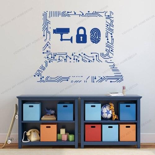 Security Internet IT Laptop technology Vinyl Wall Decal Cyber Window Decal Stickers Mural Classroom Interior Decor CX751