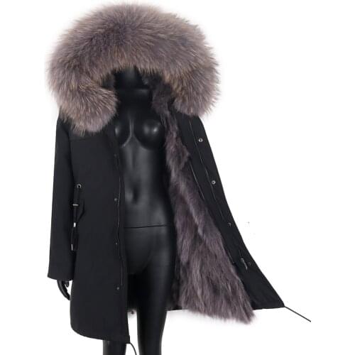 2021 Winter Jacket Women Real Fox Fur Coat 7XL Waterproof Long Real Fur Parka Natural Raccoon Fur Outerwear Hood Detachable