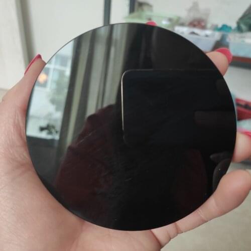 1pcs 100% natural black obsidian stone circle disk round plate fengshui mirror for home & office decor