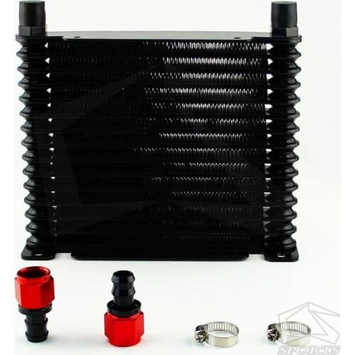 10-AN 32mm Aluminum 15 Row Engine/Transmission Racing Oil Cooler w/ Fittings Black