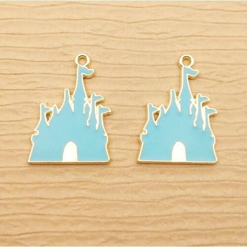10pcs 18x26mm enamel castle charm for jewelry making and crafting fashion earring pendant bracelet necklace charm