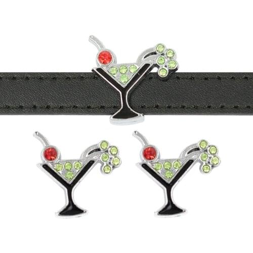 10pcs/lot Fruit Drink Internal Dia 10mm Slide Charm DIY Accessories Fit 10mm Wide Belt Pet Collar Bracelet Band