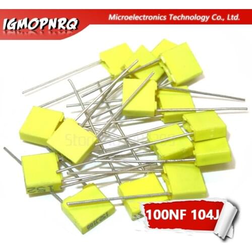 20PCS Correction capacitor 100NF 104J 100V 5mm Polypropylene Safety Plastic Film Capacitor New original