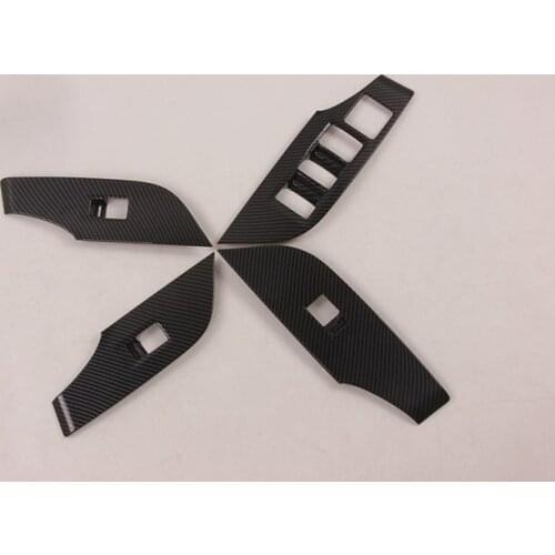 4pcs ABS Carbon Interior Accessories Door Window Lift Regulator Cover Trim for Toyota RAV4 2019 (right handle drive)