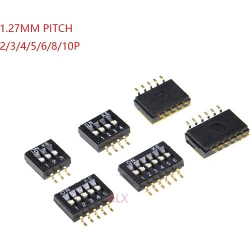 5PCS Gold Plated SMD SMT 2/3/4/5/6/8/10 Position bits doule Row TOGGLE switch 1.27MM PITCH Slide switch 2p/4p/6p/8p DSHP04TSGER