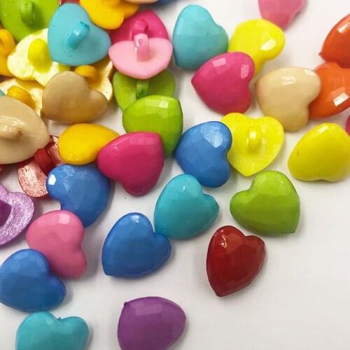50/100pcs 14mm Cute Heart Plastic Button lot Mix color PT51