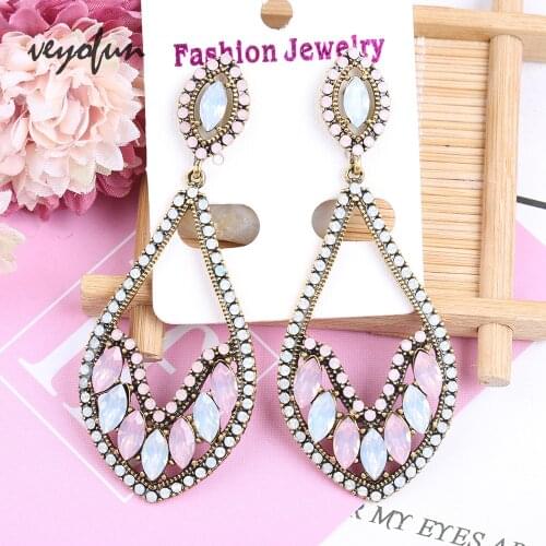 Veyofun Acrylic Drop Earrings Classic Rhinestone Hollow out Dangle Earrings For Women New
