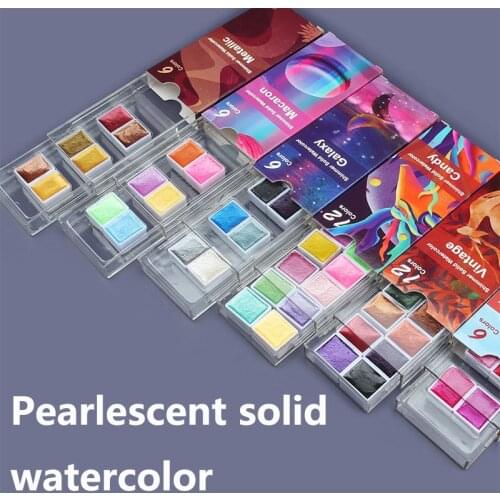 Watercolor paint solid set fine art professional candy color shiny metallic macaron color for art supplies