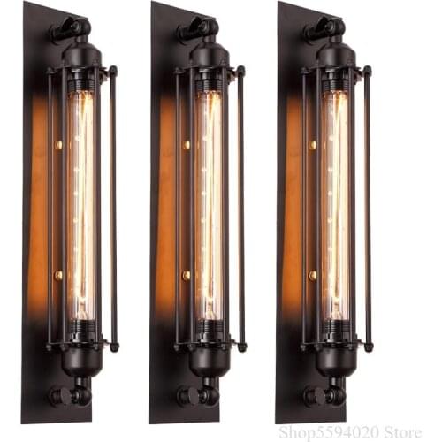 American Retro Wall Lamp Industrial Iron Rust Wall Lamp Source Creative Bedside Balcony Stair Square Vintage Wall Lamp E27