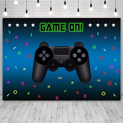 Avezano Birthday Party Photography Backgrounds Playing Game Black White TV Gamepad Child Poster Photo Studio Backdrops Photocall