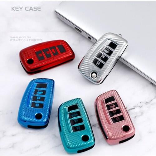 Carbon Fiber TPU Car Key Case Cover For Nissan Qashqai J11 X-trail Murano MAXIMA ALTIMA Juke Tiida Maxima Altima Pulsar2014-2018