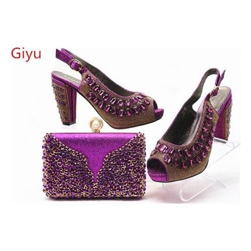 Doershow Italian Lady Shoes and Bag To Match Set Italian Matching Shoe and Bag Set for Wedding Nigerian Women Wedding!SHJ1-7
