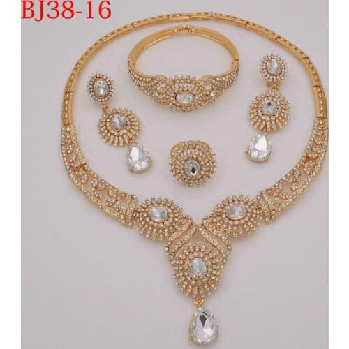 Dubai Gold color Jewelry sets African Indian Wedding Bridal Gifts Necklace Bracelet Earrings Ring Jewelery for Women