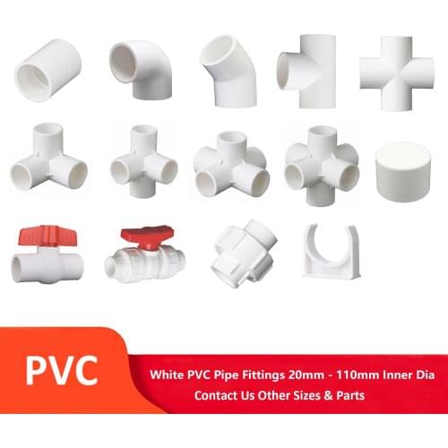 1pcs ID 20-110mm White PVC Pipe Fittings Connector Plastic Joint Water Supply Pipe Parts Straight/Elbow/Equal Tee/3/4/5/6 Ways