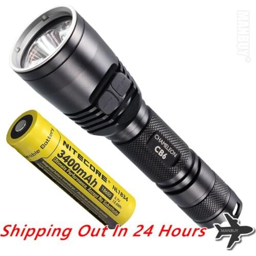 NITECORE CB6 Flashlight +3400mAh 18650 Rechargeable Battery NL1834 CREE LED Chip Outdoor Camping Hunting Search Waterproof Torch