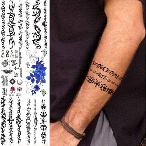 Indian Tribal Totem Temporary Tattoos For Men Girl Kids children Dragon Butterfly Tatoos Peony Flower Fake Tattoo Sticker Finger
