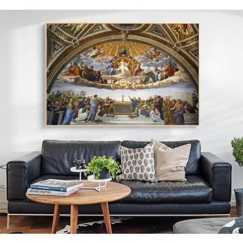 Raphaels Famous Canvas Painting Poster Disputation of The Holy Sacrament for Living Room Printed Wall Art Canvas Poster Art