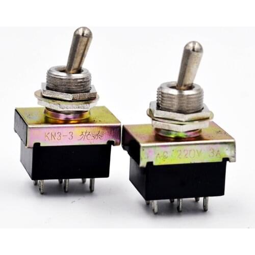 KN3-3 12mm 6-Pin DPDT ON-ON 3A1250VAC Toggle Switch
