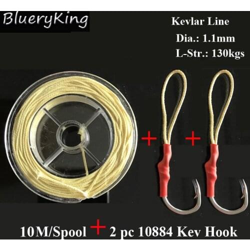 BlueKim 20M/Spool 1.1MM 130 Assist Fish Hooks Kevlar Fishing Line Assistant Hooks Kevlar Line Braided Kevlar Line High Stronger