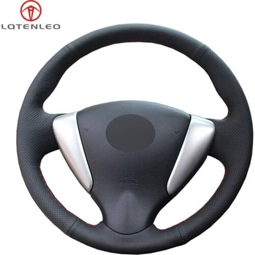 LQTENLEO Black PU Artificial Leather Car Steering Wheel Cover For Nissan Tiida Sylphy 2012-2015 Versa 2015-2019 Versa Note 2014