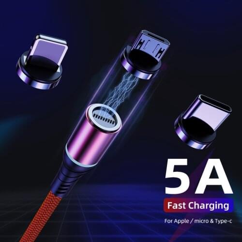 5A Micro USB Type C Cable Smart Phone Magnetic USB C Fast Charging Date Tran Wire For iPhone 12 11 Pro Max Xiaomi 11 Huawei P40