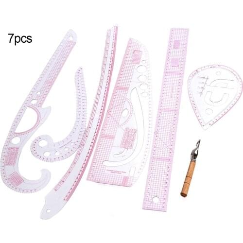 7 Pcs 2019 New Plastic Sew Dressmaking Tailor French Curve Metric Ruler Multifunction Sewing Tool