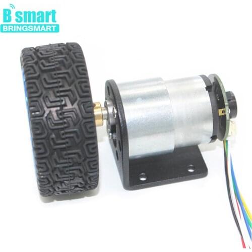 Wholesale JGB37-520 12 Volt Gear Motor With Encoder Mounting Bracket, Coupling And Car Wheel For Motor DIY