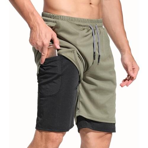 2020 Running Shorts Men Fitness Jogging Workout Shorts 2 In 1 Double-deck Quick Dry Mens Shorts Sport gyms Short Pants