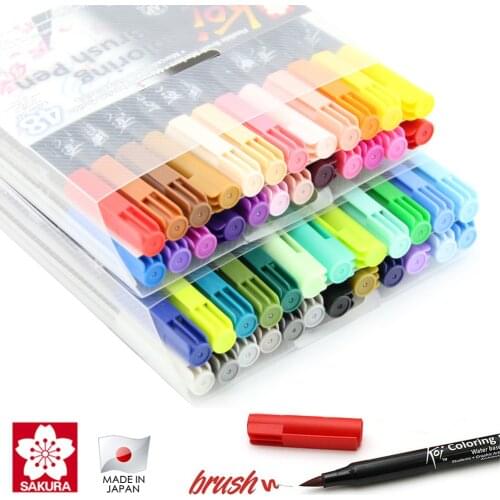 Sakura Koi Coloring Brush Pen 6 Gray/12/24/48 Color Set Flexible Brush Marker Water Color Pen Water Based Ink Painting Supplies