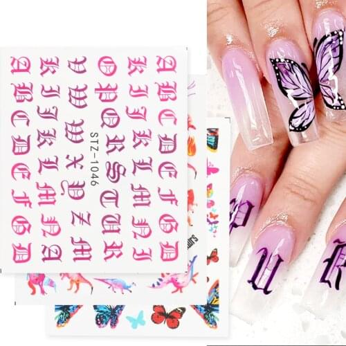 Letter Dog Nail Stickers Butterfly Cute Animal Water Slider Sexy Lips Colorful Watermark Wrap Manicure Decoration NLSTZ1034-1049