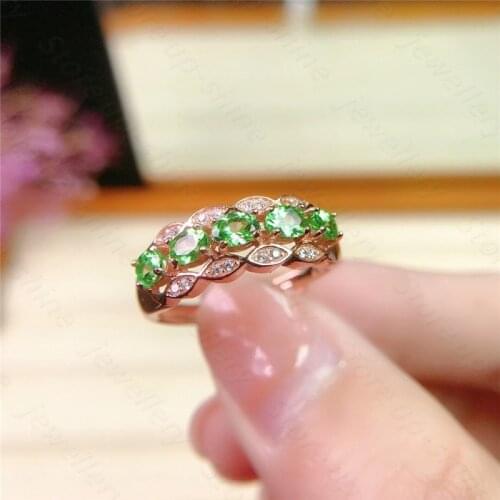 Natural Tsavorite Ring 925 Silver Womens Ring Fresh, Simple and Atmospheric Design