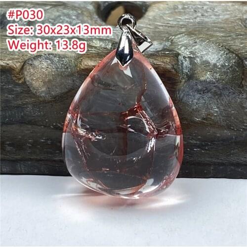 Natural Red Limonite Phantom Quartz Pendant For Women Men Love Healing 30x23x13mm Beads Clear Crystal Silver Rare Gemstone AAAAA