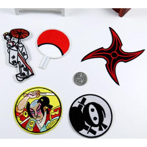 Ninja Embroidery Cloth Patch Japanese Samurai Cartoon Anime Geisha Woman Embroidered Appliques Thermo Stickers Sewing Supplies