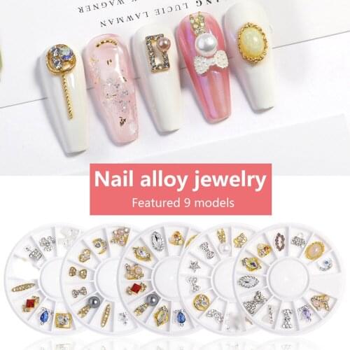 12 Grid New Turntable Alloy Metal Nail Art Light Luxury Zircon Rhinestone Bow Shiny Crystal DIY Professional Nail Art Accessorie