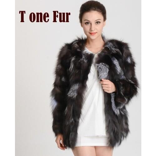 New Arrival Real Silver Fox Fur Coat Customize big size natural genuine fox fur jacket free shipping KHP398