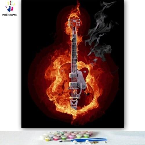 New DIY colorings pictures by numbers with colors Different guitars picture drawing painting