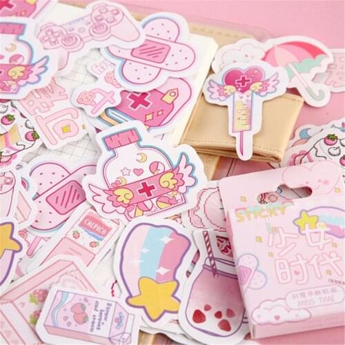 NEW 46pcs/pack Cute Pink Girl Series Boxed Kawaii Stickers Planner Scrapbooking Stationery Japanese Diary Stickers Kids Gift