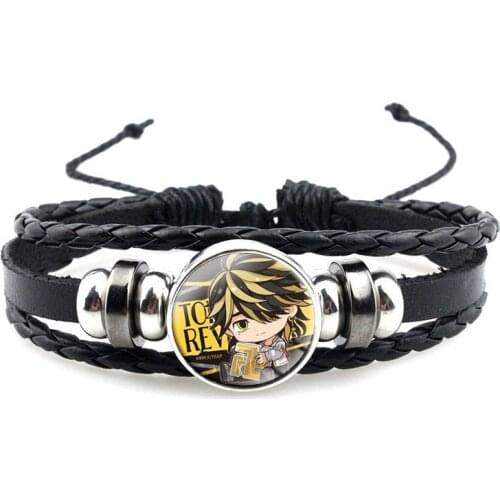 Wholesale 5 Pcs Anime Tokyo Revengers Anime Cosplay Bangle Bracelet Adjustable Leather Hand Accessories with Time Gem for Gifts