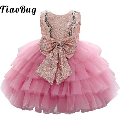 Baby Girls Birthday Dresses Sequins Bowknot Flower Girl Dresses Ball Gown for Girls Princess Wedding Party Dress Kids Vestido