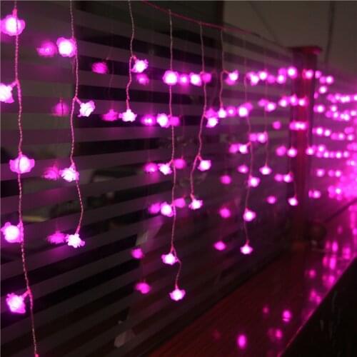 Christmas 100 LED Rose Flowers Curtain Lights 4m Led Ice Bar Garland Lights Party Festival Decorative Twinkle Lamp