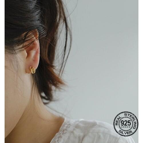 S925 Silver Needle Earrings For Women Gold Cross French Design Temperament Korean Version Retro Female Wedding Jewelry INEFFA