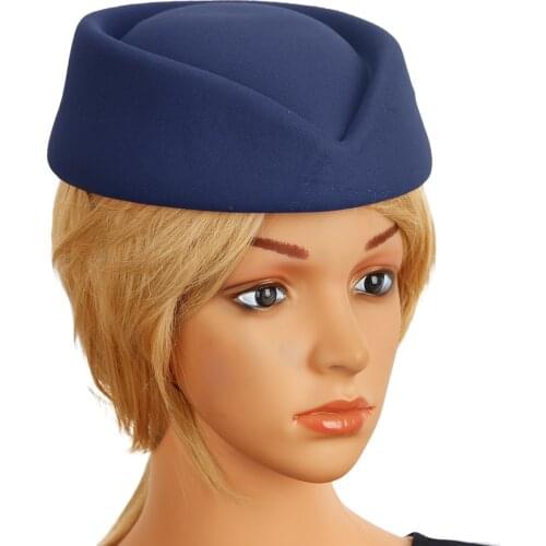 Women Girls Stewardess Air Hostesses Pillbox Hat Millinery Teardrop Fascinator Base Cap for Roleplay Cosplay Costume Accessories