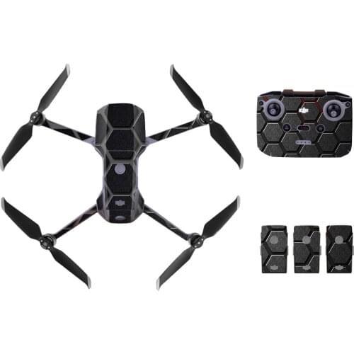 Hexagon Vinyl Decal Skin Sticker for DJI Mavic Air 2 Drone + Remote Controller Protection Film Cover+3pcs Battery Stickers