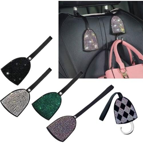 Rhinestones Car Seat Back Hanging Hook Auto Headrest Hanger Storage Hooks Colorful Crystal Hidden Headrest Hangers Car D7YA