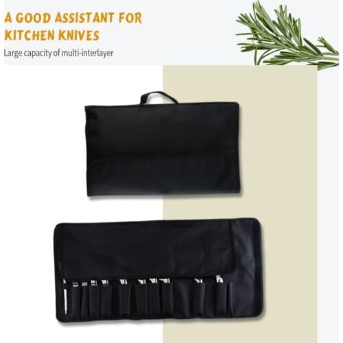 XYj Knife Bag Oxford 8 Pcs/12 Pcs Knives Storage Durable Portable Black Roll Bags Home Kitchen Tool Accessories Easy To Carry