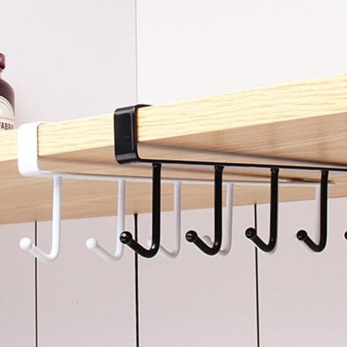 U-shaped design rack bathroom kitchen storage box seamless hanging multi-hook wine glass coffee cup storage cabinet