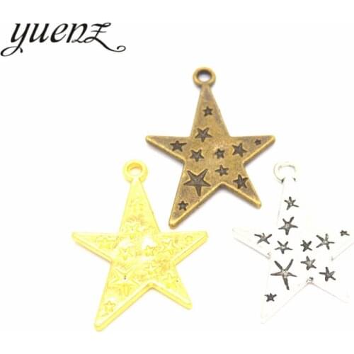 YuenZ 8pcs 3 Color Antique silver color star Charms Pendants for Jewelry Making DIY Handmade Craft 28*21mm L304