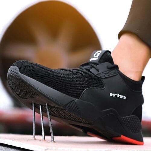 Safety shoe boots new 2020 new men work safety shoes steal toe safety shoes sneaker large size 48 size sports light shoes