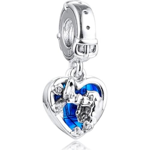 QANDOCCI Lady Heart Beads fits For Bracelets Necklaces 100% 925 Sterling-Silver-Jewelry Charms Free Shipping