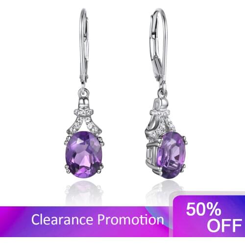 GZ ZONGFA New Arrival Natural Amethyst Gems Handmade Drop Earrings Fashion 925 Sterling Silver Earrings Women